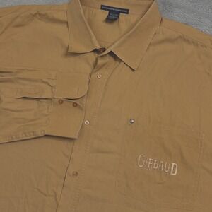 MARITHE FRANCOIS GIRBAUD Mens XXXL Tan Long Sleeve Button Up Shirt Embroidered